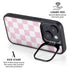 Pink and White Checkerboard iPhone 15 Kickstand Case